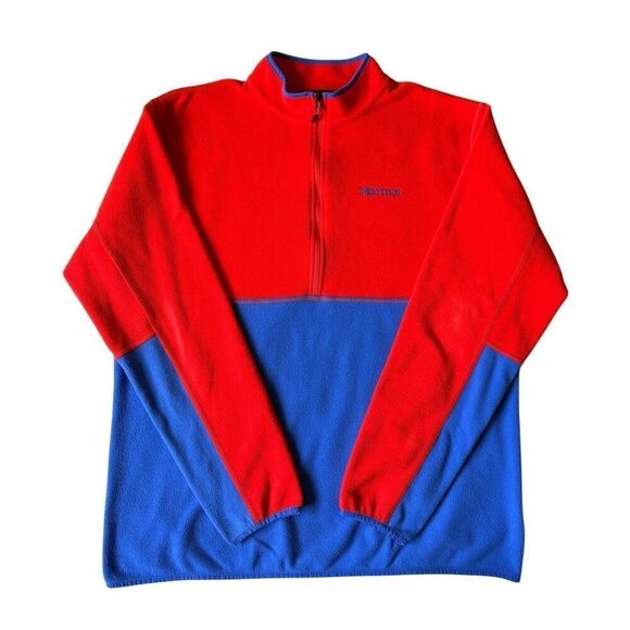 Marmot Men’s Rocklin 1/2-Zip Fleece Jacket Pullover size XXL Blue Red - Picture 3 of 12